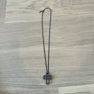 Statement Necklace Black Cross Christian Long Length Chunky Church Silver Unique